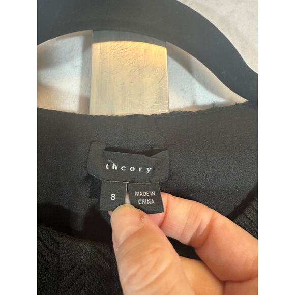 THEORY 8 Black Kuval County Checked Jacquard Sleeveless Zipper Detail Dress D28 - Picture 3 of 9